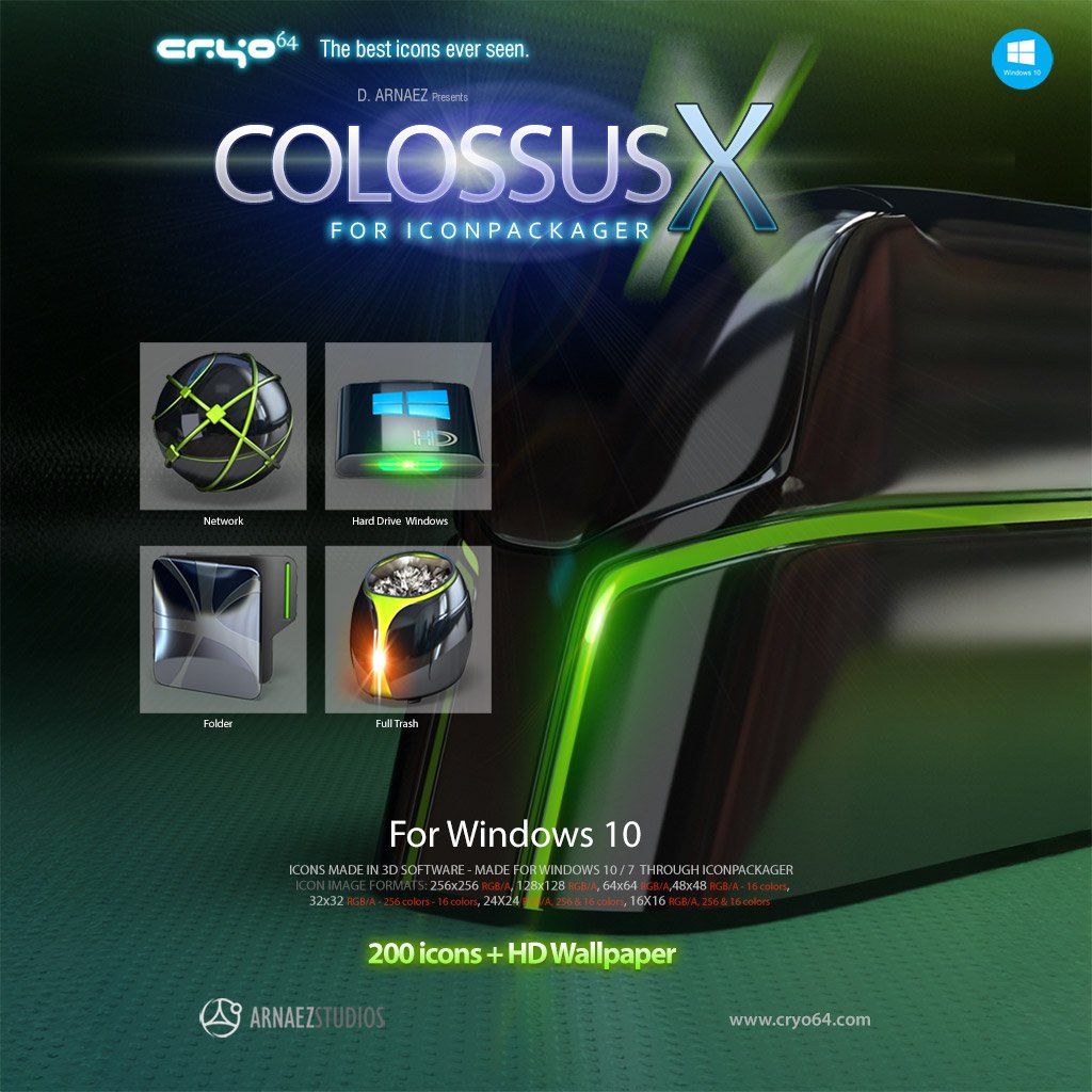 Colossus X – Ultra Futuristic Black Icon Theme for Windows 10