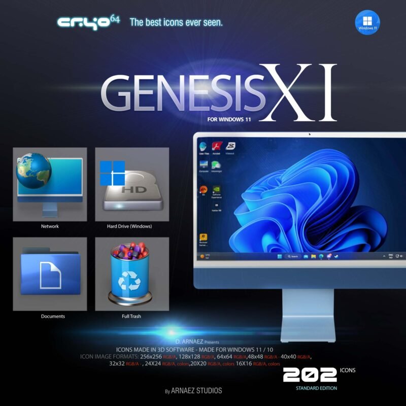 Windowsアクセサリー Windows 11  Genesis XI - 3D Icons for Windows 11 • Cryo64 World
