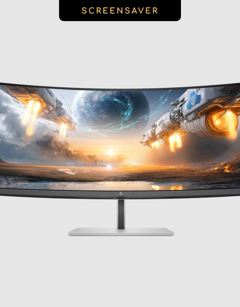 Exodus Ascension spaceship screensaver running full screen on a 3440 x 1440 ultrawide monitor