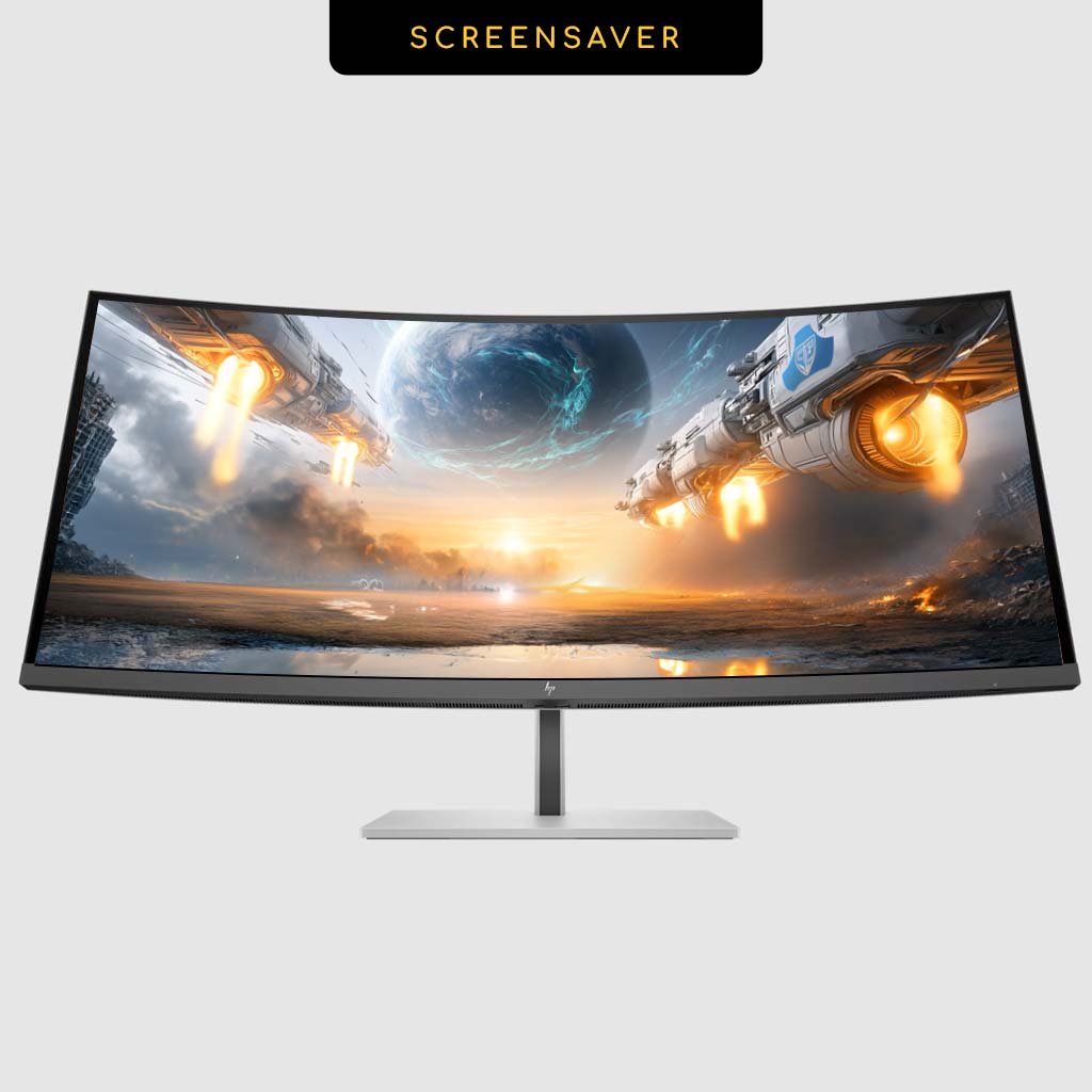 Exodus Ascension spaceship screensaver running full screen on a 3440 x 1440 ultrawide monitor